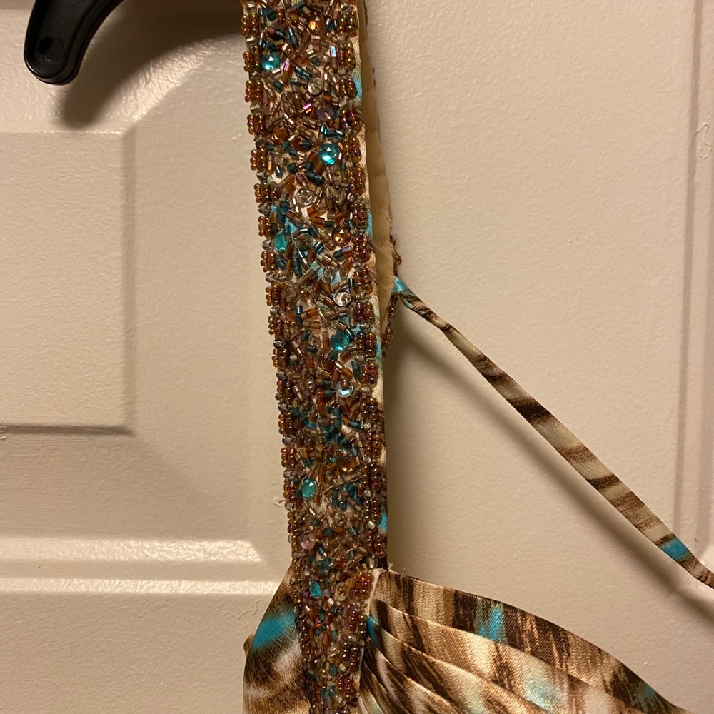 Long gown. Beautiful soft fabric. Lined. Backless.